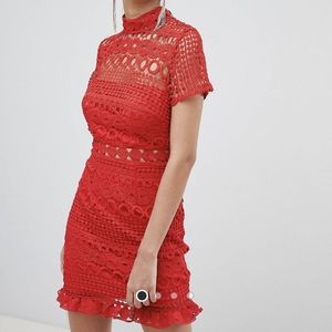 NWT Love Triangle Red Crochet mini dress